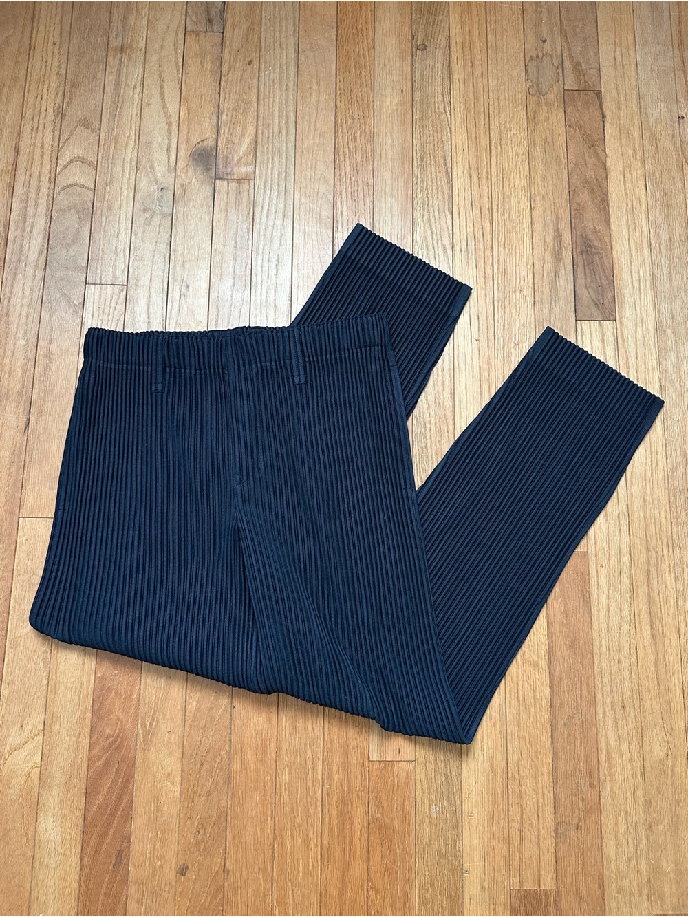 Issey Miyake Men's Navy Pleated Dress Pants